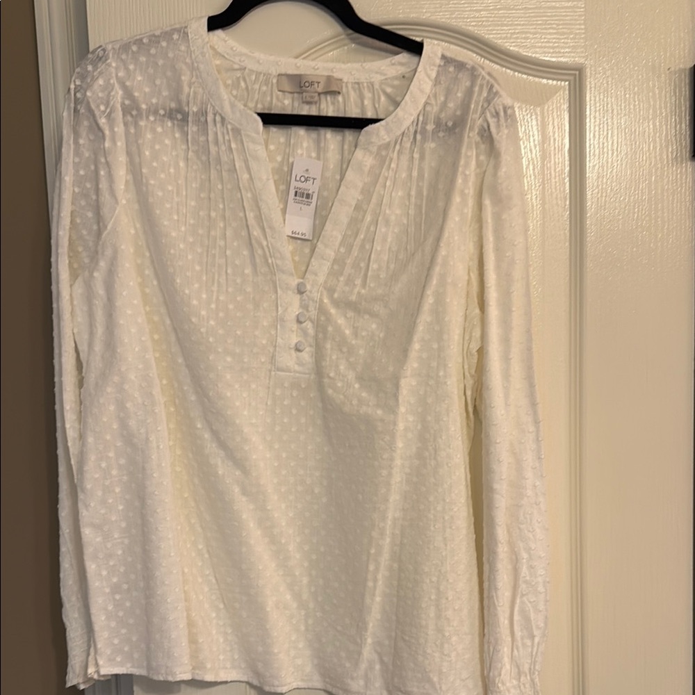 LOFT Women's White Textured Top